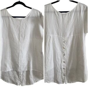 Terzo Millennio Women's 100% Linen Italy Linen Button Back Tunic
